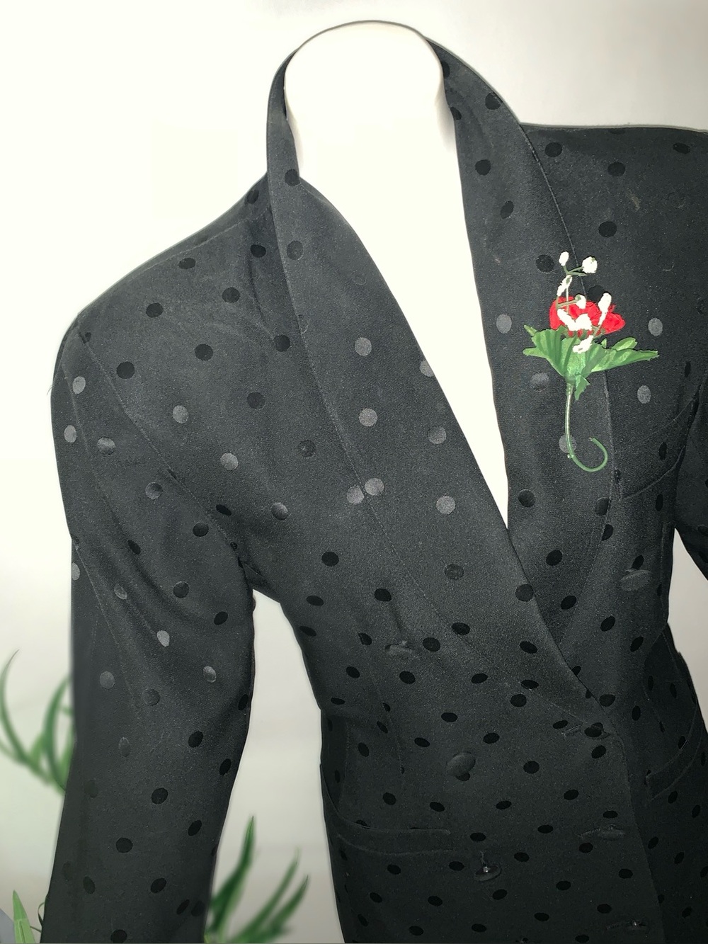 d o t :: Vintage Black Polka Dot Blazer Double Breasted